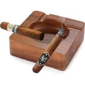 Cool Wood Cigar Ashtray for Outdoors, Luxury Cigar Ashtrays with 4 Durable Solid Slot Cigar Holder, Wooden Cigar Ash Tray for Outdoor Home Patio and Bar, Cigar Accessories for Men in Saudi Arabia