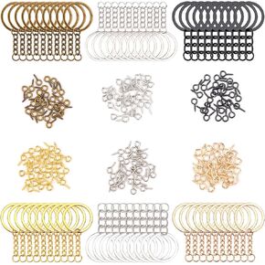 360 PCS Key Chain Rings Set Including 60pcs with Open Jump Rings with Chain, and 300pcs Small Screw Eye Pins Connector Accessories DIY Key Chain Rings kit for Crafts and Jewelry Making (MixedColors)