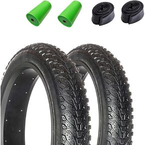 JILUER 20/26 x 3.0/4.0 Fat Bike Tire & Tube & Liner Set - Foldable & Puncture Resistance - 2 Pack