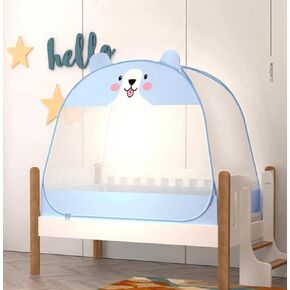 Mengersi Baby Crib Tent,Baby Pop Up Crib Tent to Keep Baby in,Toddler Crib Net Canopy- Mosquito Net (Crib Tent, Blue Style)