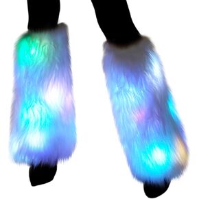 Led Fur Leg Warmers For Women Light Up Fluffies White Leg Sleeves 80S Dance Gear