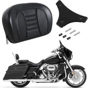 وسادة مسند ظهر سيسي بار قابلة للفصل للدراجة النارية لدراجة Harley Glide Road King Traveler وسادة مسند الظهر الخلفية 1996-2023 وسادة خط رفيع أسود مع طقم مسند ظهر مسند ظهر أسود من Sissy Bar