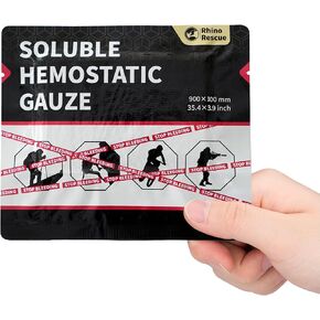 RHINO RESCUE Hemostatic Gauze 4"*35"(3ft) for Quick Clotting,Stop Bleeding Gauze,Combat Gauze, HSA/FSA Eligible, 1 Count