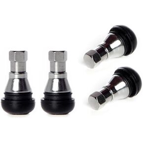 Circuit Performance Shorty Chrome Valve Stems TR412 TR-412 22mm Low Profile (Set of 4)