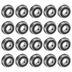 uxcell FR188-2RS Flanged Ball Bearing, 20pcs 1/4" x 1/2" x 3/16" Chrome Steel Double Sealed ABEC1 Flange Bearings