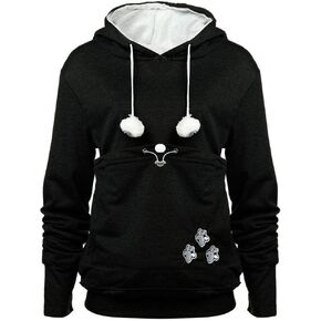 YYW Womens Pet Hoodies Pullover Sweatshirt Oversized Cat Hoodies Pet Holder Cat Dog Pouch Carriers (Gray,XX-Large)