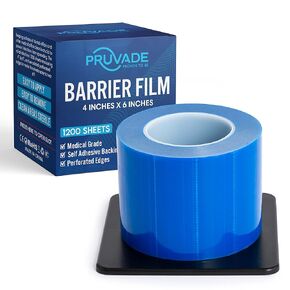 Blue Barrier Film 4" x 6" - Self Adhesive Protective Film | 1 Box, 1200 Sheets | Universal Dental Instruments Tape Protects Equipment, Makeup, Microblading, Home Surfaces, Roll & Dispenser Box