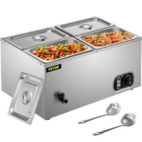جهاز تسخين الطعام التجاري VEVOR 6x1/6GN، 6 مقلاة من الفولاذ المقاوم للصدأ Bain Marie سعة 12.6 Qt، طاولة بخار 1500 واط بعمق 15 سم/6 بوصة، درجة الحرارة. التحكم في درجة حرارة 86-185 درجة فهرنهايت، سخان الحساء الكهربائي مع أغطية ومغرفتين in Kuwait