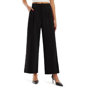 Libin Women's Wide Leg Pants High Waisted Work Dress Pants Loose Fit Back Elastic Waist Business Casual Trousers Office