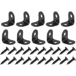0.47"x0.47"x0.35"(LxWxH) L Bracket Corner Braces -10Pack- Good for Mending Wooden Furniture - Metal Right Angle Brackets W/Screws - Black