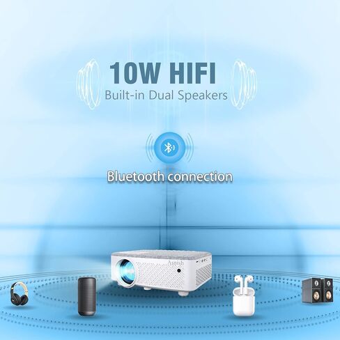 جهاز عرض فيلم HD خارجي، جهاز عرض بلوتوث أصلي 1080 بكسل، شاشة 200 بوصة، 9500 لومن متوافق مع عصا التلفاز، ألعاب الفيديو، الهاتف، VGA، AV، TF، USB، HD in Saudi Arabia