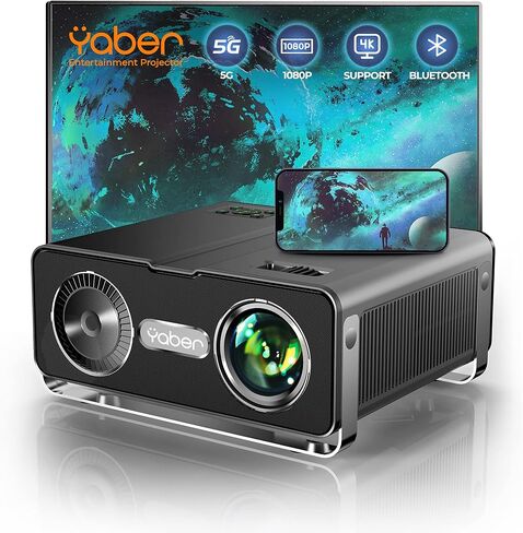 YABER Projector with 5G Wifi and Bluetooth, 15000L Native 1080P HD Portable Projector 4K Support, Outdoor Movie Projector with Bag Compatible with iOS/Android/HDMI/TV stick/PS5 in Saudi Arabia