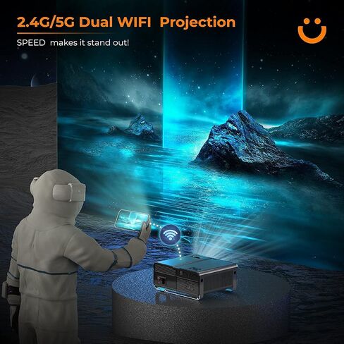 YABER Projector with 5G Wifi and Bluetooth, 15000L Native 1080P HD Portable Projector 4K Support, Outdoor Movie Projector with Bag Compatible with iOS/Android/HDMI/TV stick/PS5 in Saudi Arabia