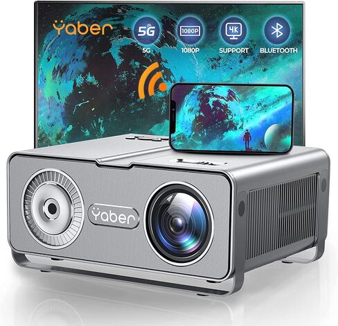 YABER Projector with 5G Wifi and Bluetooth, 15000L Native 1080P HD Portable Projector 4K Support, Outdoor Movie Projector with Bag Compatible with iOS/Android/HDMI/TV stick/PS5 in Saudi Arabia