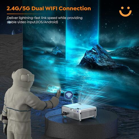 YABER Projector with 5G Wifi and Bluetooth, 15000L Native 1080P HD Portable Projector 4K Support, Outdoor Movie Projector with Bag Compatible with iOS/Android/HDMI/TV stick/PS5 in Saudi Arabia