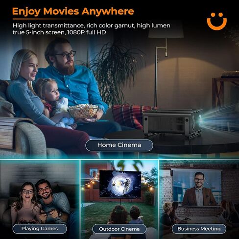 YABER Projector with 5G Wifi and Bluetooth, 15000L Native 1080P HD Portable Projector 4K Support, Outdoor Movie Projector with Bag Compatible with iOS/Android/HDMI/TV stick/PS5 in Saudi Arabia