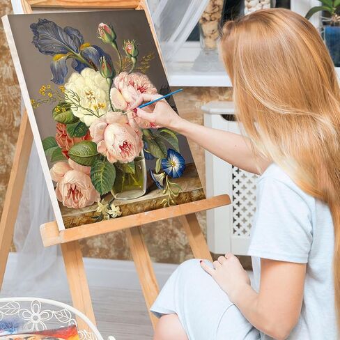 vindija الطلاء بالأرقام عدة للبالغين والأطفال المبتدئين، الزهور الكبار الطلاء حسب الأرقام مجموعات على قماش مؤطرة، اللون بالأرقام للبالغين، مجموعات الحرف الفنية للفتيات الذين تتراوح أعمارهم بين 8-12 الكبار، 8x12in in Kuwait