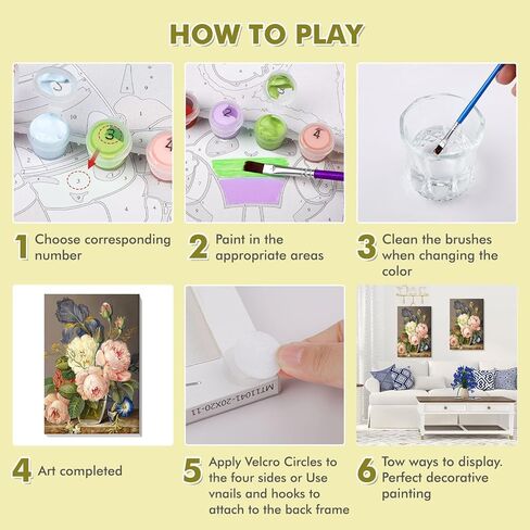 vindija الطلاء بالأرقام عدة للبالغين والأطفال المبتدئين، الزهور الكبار الطلاء حسب الأرقام مجموعات على قماش مؤطرة، اللون بالأرقام للبالغين، مجموعات الحرف الفنية للفتيات الذين تتراوح أعمارهم بين 8-12 الكبار، 8x12in in Kuwait