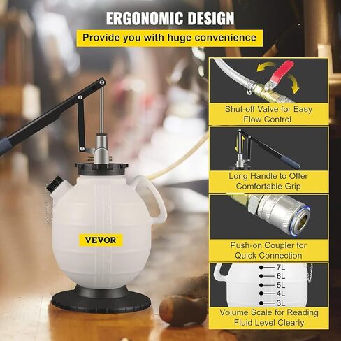 مضخة سائل ناقل الحركة VEVOR 7.5 لتر، مجموعة إعادة تعبئة يدوية ATF سعة 2 جالون، مضخة يدوية لسائل ناقل الحركة، مضخة نقل سائل ناقل الحركة، مضخة تعبئة ناقل الحركة مع 8 محولات ATF in Kuwait