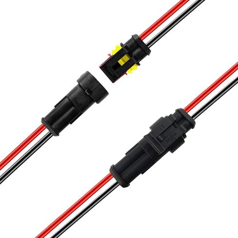 2Pin Way 16 AWG موصلات كهربائية مقاومة للماء، طريقة الذكور والإناث 16 AWG مجموعة مقبس توصيل الأسلاك مناسبة للسيارة والشاحنات والقوارب والدراجات النارية والدراجات الثلاثية والقافلة والبحرية - 5 عبوات in Kuwait