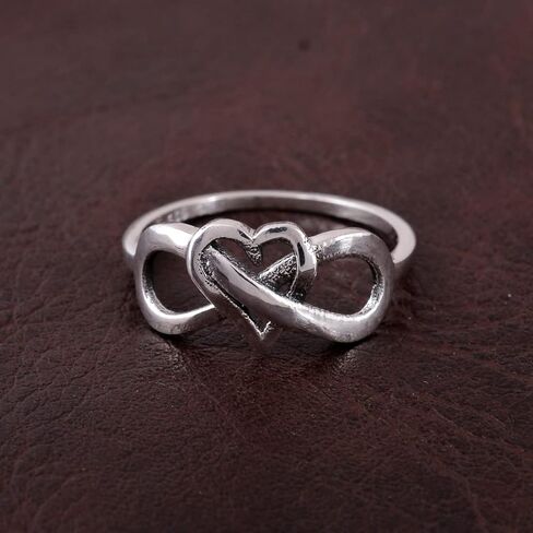 خاتم الوعد من الفضة الإسترليني إنفينيتي بعقدة الحب على شكل قلب إنفينيتي وقلب مقاوم للتلطيخ ومريح (9) in Kuwait