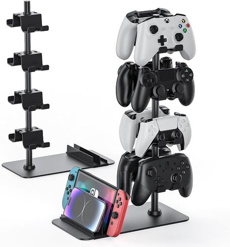 حامل وحدة تحكم لـ 16 وحدة تحكم ألعاب Xbox PS5 PS4 Switch Pro، حامل وحدة تحكم ألعاب الفيديو حامل سماعة الرأس للمكتب، هدايا اللاعبين للرجال، ملحقات غرفة الألعاب أقصى رف منظم in Kuwait