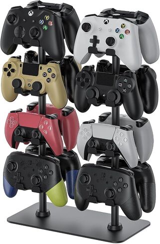 حامل وحدة تحكم لـ 16 وحدة تحكم ألعاب Xbox PS5 PS4 Switch Pro، حامل وحدة تحكم ألعاب الفيديو حامل سماعة الرأس للمكتب، هدايا اللاعبين للرجال، ملحقات غرفة الألعاب أقصى رف منظم in Kuwait