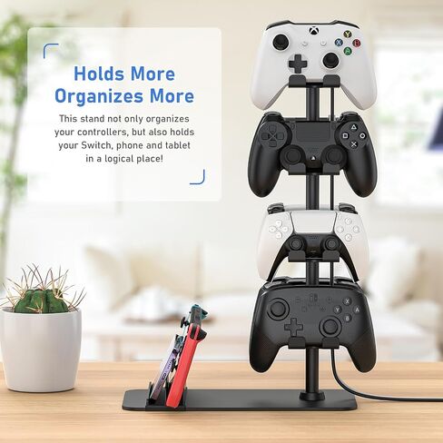 حامل وحدة تحكم لـ 16 وحدة تحكم ألعاب Xbox PS5 PS4 Switch Pro، حامل وحدة تحكم ألعاب الفيديو حامل سماعة الرأس للمكتب، هدايا اللاعبين للرجال، ملحقات غرفة الألعاب أقصى رف منظم in Kuwait