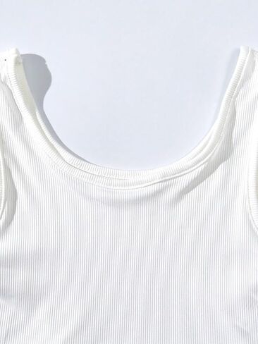 Milumia Girl's 4 Pack Ribbed Knit Scoop Neck Sleeveless Casual Basic Crop Tank Tops in Saudi Arabia