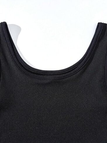 Milumia Girl's 4 Pack Ribbed Knit Scoop Neck Sleeveless Casual Basic Crop Tank Tops in Saudi Arabia