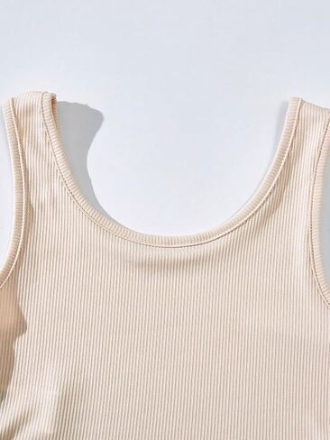 Milumia Girl's 4 Pack Ribbed Knit Scoop Neck Sleeveless Casual Basic Crop Tank Tops in Saudi Arabia
