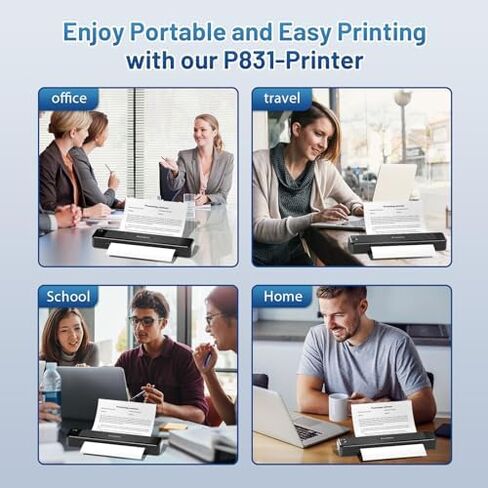 Phomemo Portable Printers Wireless for Travel, P831 Bluetooth Thermal Transfer Printer Support 8.5" X 11" US Letter/A4/A5/B5 Copy Paper, 300 DPI Mobile Inkless Printer for iOS, Android & Laptop in Kuwait