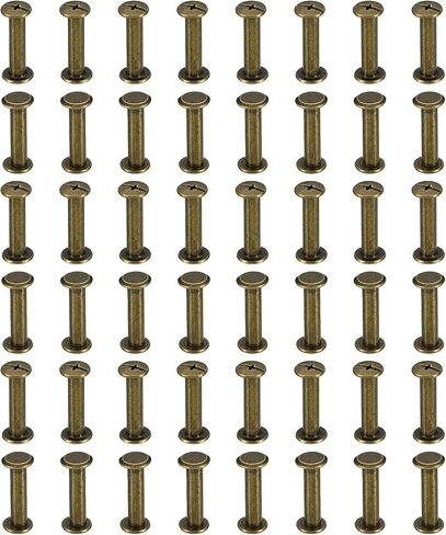 PATIKIL M5x8mm Chicago Screws, 100 Sets Chicago Screws Phillips Binding Post Screw Bolts Leather Rivets Brass Fasteners Connectors Steel for Leather Belt Scrapbook Photo Albums, Silvery in Kuwait