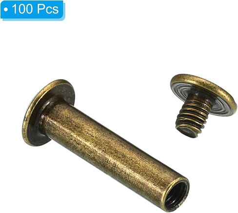 PATIKIL M5x8mm Chicago Screws, 100 Sets Chicago Screws Phillips Binding Post Screw Bolts Leather Rivets Brass Fasteners Connectors Steel for Leather Belt Scrapbook Photo Albums, Silvery in Kuwait