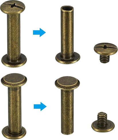 PATIKIL M5x8mm Chicago Screws, 100 Sets Chicago Screws Phillips Binding Post Screw Bolts Leather Rivets Brass Fasteners Connectors Steel for Leather Belt Scrapbook Photo Albums, Silvery in Kuwait