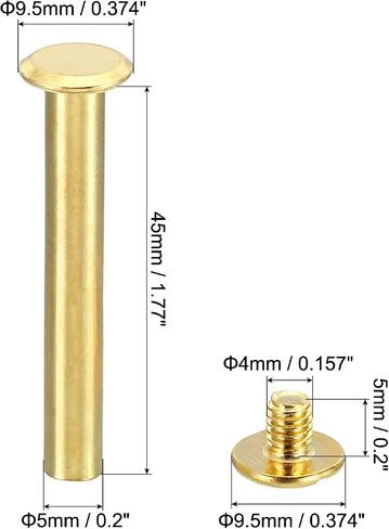 PATIKIL M5x8mm Chicago Screws, 100 Sets Chicago Screws Phillips Binding Post Screw Bolts Leather Rivets Brass Fasteners Connectors Steel for Leather Belt Scrapbook Photo Albums, Silvery in Kuwait