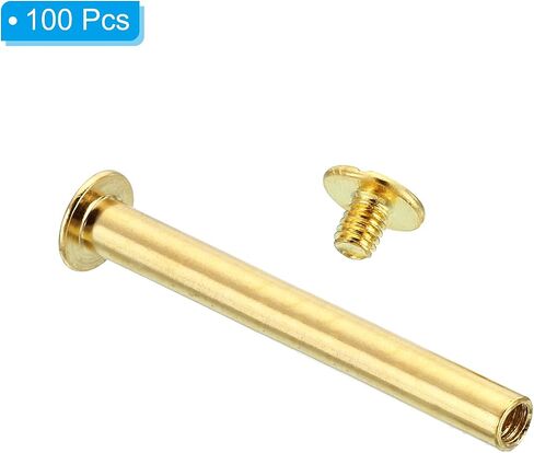 PATIKIL M5x8mm Chicago Screws, 100 Sets Chicago Screws Phillips Binding Post Screw Bolts Leather Rivets Brass Fasteners Connectors Steel for Leather Belt Scrapbook Photo Albums, Silvery in Kuwait