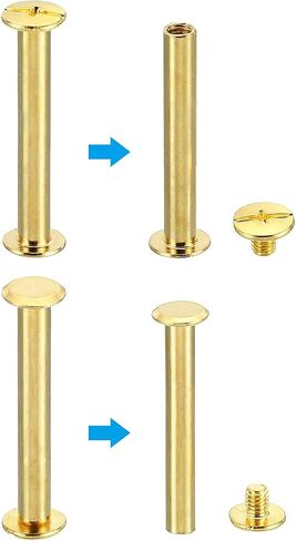 PATIKIL M5x8mm Chicago Screws, 100 Sets Chicago Screws Phillips Binding Post Screw Bolts Leather Rivets Brass Fasteners Connectors Steel for Leather Belt Scrapbook Photo Albums, Silvery in Kuwait