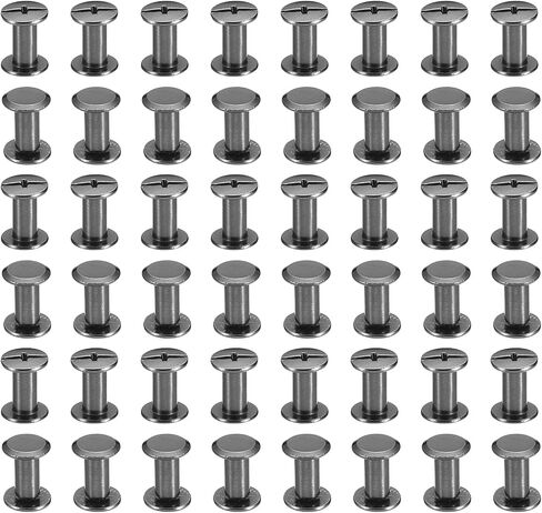 PATIKIL M5x8mm Chicago Screws, 100 Sets Chicago Screws Phillips Binding Post Screw Bolts Leather Rivets Brass Fasteners Connectors Steel for Leather Belt Scrapbook Photo Albums, Silvery in Kuwait