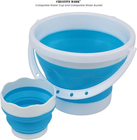 Creative Mark Collapsible Paint Brush Water Cup 10oz Capacity - Durable & Leak-Proof, Space-Saving Design, Ideal for Artists, Travel, Plein Air Painting, Mural Painters, Studio Use in Saudi Arabia