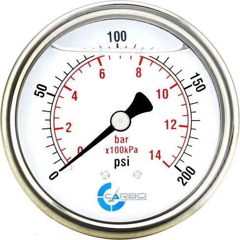Carbo Compound Pressure Gauge -30 inHg to 60 PSI, NIST Traceable, USA Lab Calibrated, 2.5" Dial, 1/4 NPT Back Mount, ASME Grade A, 304 SS Case, Brass Wetted Parts, PSI/inHg in Saudi Arabia