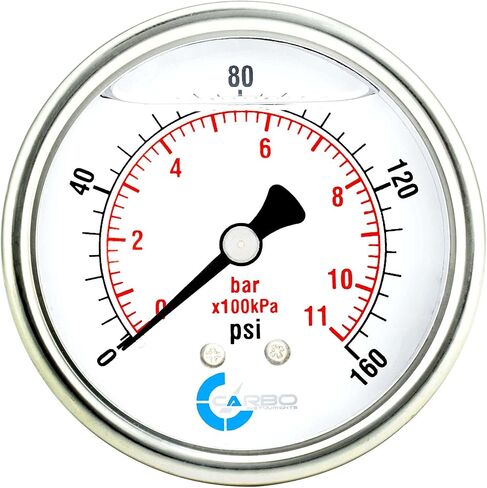 Carbo Compound Pressure Gauge -30 inHg to 60 PSI, NIST Traceable, USA Lab Calibrated, 2.5" Dial, 1/4 NPT Back Mount, ASME Grade A, 304 SS Case, Brass Wetted Parts, PSI/inHg in Saudi Arabia