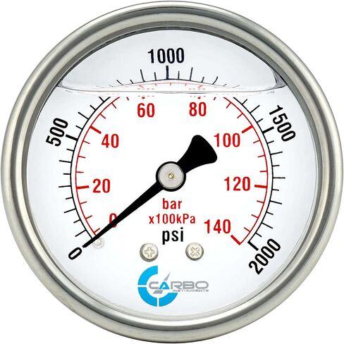 Carbo Compound Pressure Gauge -30 inHg to 60 PSI, NIST Traceable, USA Lab Calibrated, 2.5" Dial, 1/4 NPT Back Mount, ASME Grade A, 304 SS Case, Brass Wetted Parts, PSI/inHg in Saudi Arabia