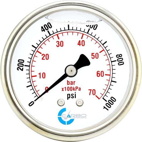 Carbo Compound Pressure Gauge -30 inHg to 60 PSI, NIST Traceable, USA Lab Calibrated, 2.5" Dial, 1/4 NPT Back Mount, ASME Grade A, 304 SS Case, Brass Wetted Parts, PSI/inHg in Saudi Arabia