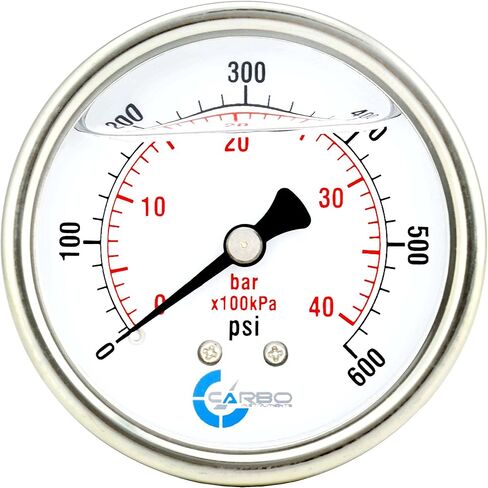 Carbo Compound Pressure Gauge -30 inHg to 60 PSI, NIST Traceable, USA Lab Calibrated, 2.5" Dial, 1/4 NPT Back Mount, ASME Grade A, 304 SS Case, Brass Wetted Parts, PSI/inHg in Saudi Arabia