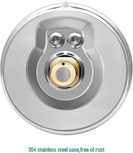 Roastove Tridicator، مقياس الضغط الحراري، 2-1/2 بوصة، مملوء بزيت السيليكون، 0-160 رطل لكل بوصة مربعة/30-250 درجة فهرنهايت، علبة من الفولاذ المقاوم للصدأ، مقياس ضغط منخفض للتركيب 1/4 بوصة NPT in Kuwait