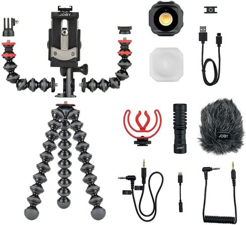 JOBY GorillaPod Advanced Mobile Vlogging Kit, Universal Vlogging Kit, Mobile Phone Creators, Beamo LED Light, Wavo Microphone, GripTight Phone Clamp, Dynamic Microphones, Mini Microphone in Kuwait