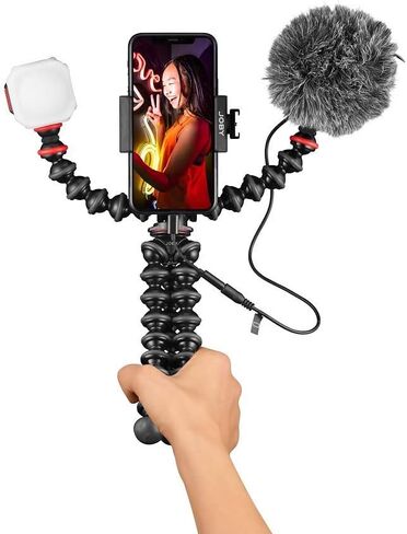 JOBY GorillaPod Advanced Mobile Vlogging Kit, Universal Vlogging Kit, Mobile Phone Creators, Beamo LED Light, Wavo Microphone, GripTight Phone Clamp, Dynamic Microphones, Mini Microphone in Kuwait