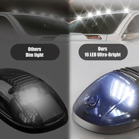 5-Piece White Smoked Lens Cab Roof Marker Lights with Wire Harness - Replacement for 2003-2018 Pickup Trucks 1500, 2500, 3500, 4500, 5500 (264146BK) in Saudi Arabia