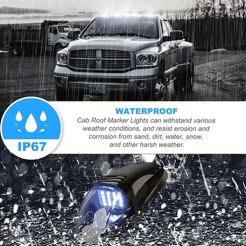 5-Piece White Smoked Lens Cab Roof Marker Lights with Wire Harness - Replacement for 2003-2018 Pickup Trucks 1500, 2500, 3500, 4500, 5500 (264146BK) in Saudi Arabia